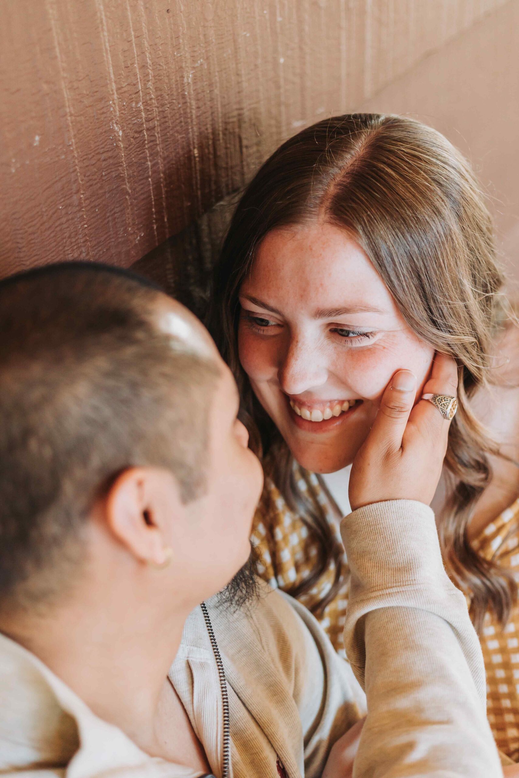 couple taking wedding anniversary photos in oregon